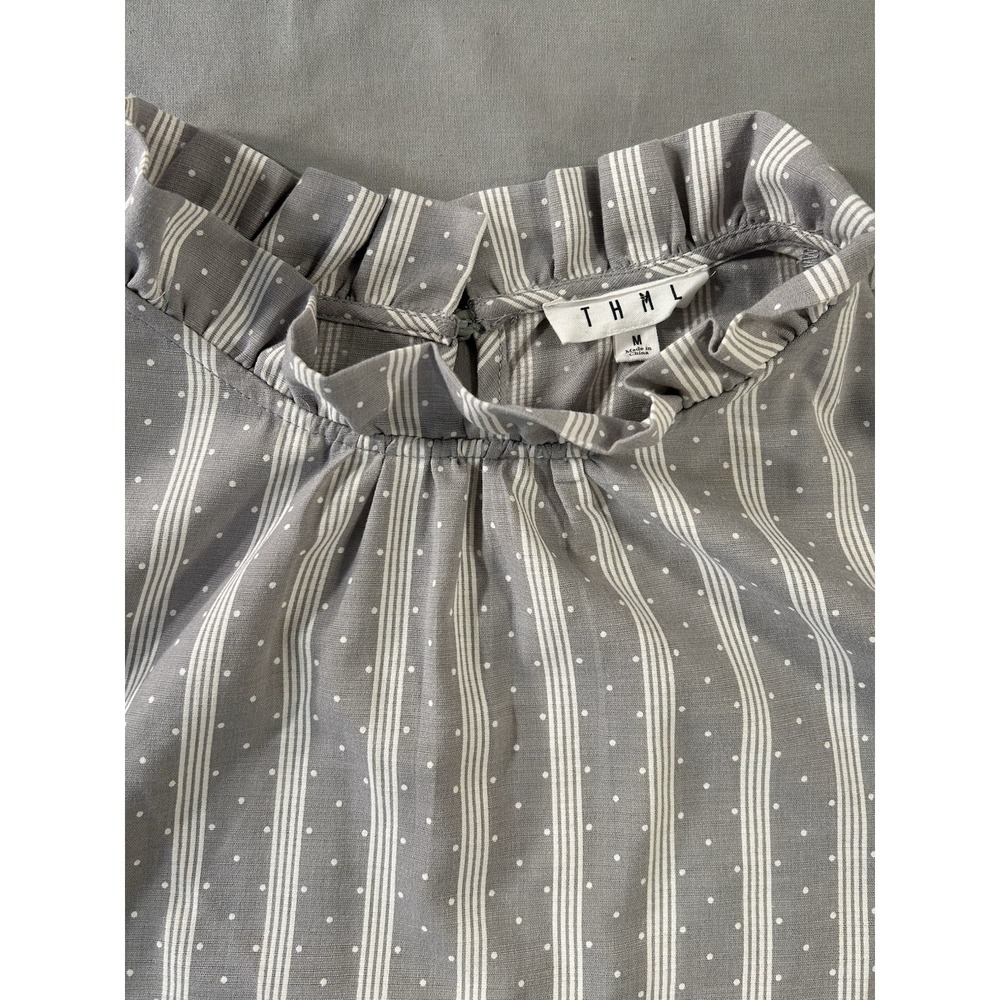 THML sleeveless gray and white striped blouse Women's Medium Boho Chic - Picture 3 of 8